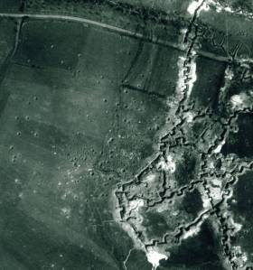 Aerial view of Hawthorn Ridge defences, 1916.